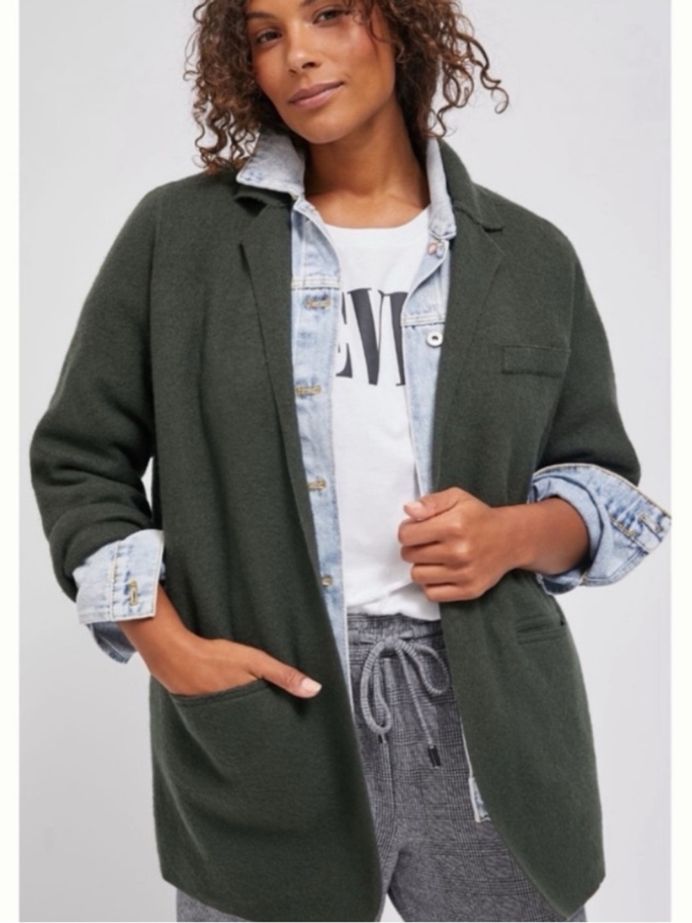 NWT Anthropologie RANI Soft Slouchy Wool /Cotton Oversized Sweater Blazer, S